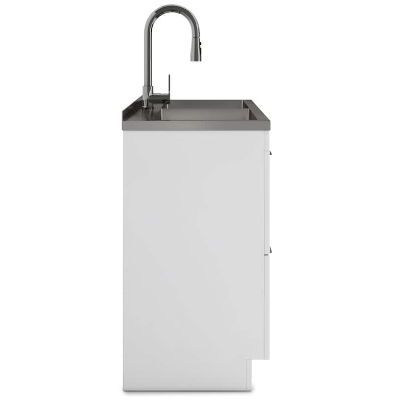 WYNDENHALL Marina Transitional Laundry Cabinet with Faucet and Stainless Steel Sink
