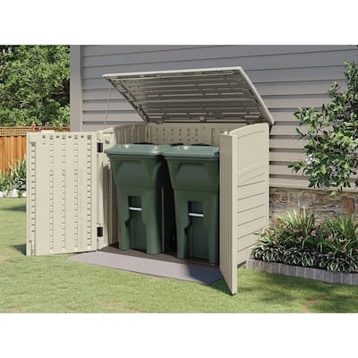 34 cu ft Plastic Outdoor Trash Can Storage Shed with Lockable Doors for Lawn Equipment - 53″ W × 32.5″ D × 45.5″ H