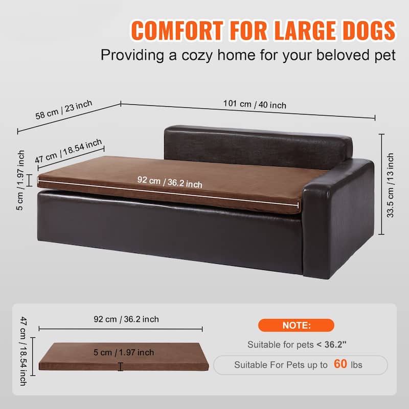 Brown Soft Faux Leather Dog Sofa Couch Perfect for Indoor Pets Suitable for Various Places