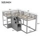 preview thumbnail 13 of 16, Pine Wood Quad Twin L-Shaped Bunk Bed, Middle Staircase, Storage, Space-Saving