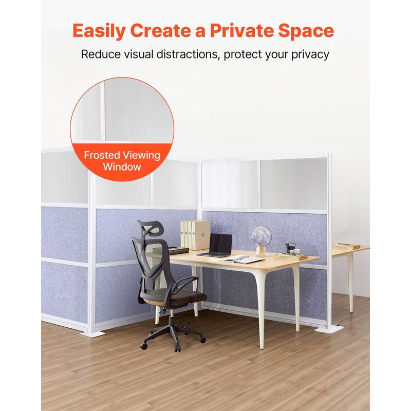 Office Divider Privacy Panel 70"x70" with Frosted Windows - 70 x 11.8 x 70 in
