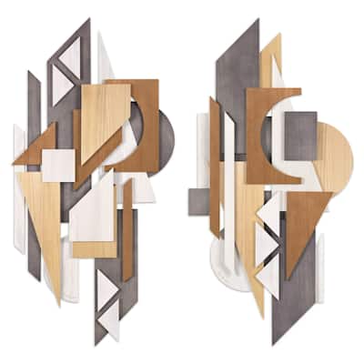 "Moonlit Mist I & II" Hand Made & Hand Finished Dimensional Solid Wood Wall Art
