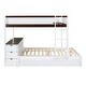 preview thumbnail 10 of 57, Modern Style Full over Full Bunk Bed with Twin size Trundle, Storage and Desk, Outlets with USB, Maximized Space, White+Walnut