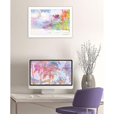 TrendyDecor4U Contemporary "Rainbow Colors on the Coast" Framed Print Wall Art