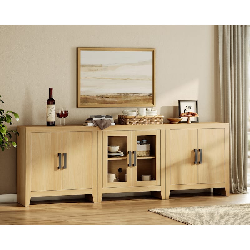 WAMPAT 75-Inch Farmhouse TV Stand, Modular Media Console with Doors & Adjustable Shelves - n/a