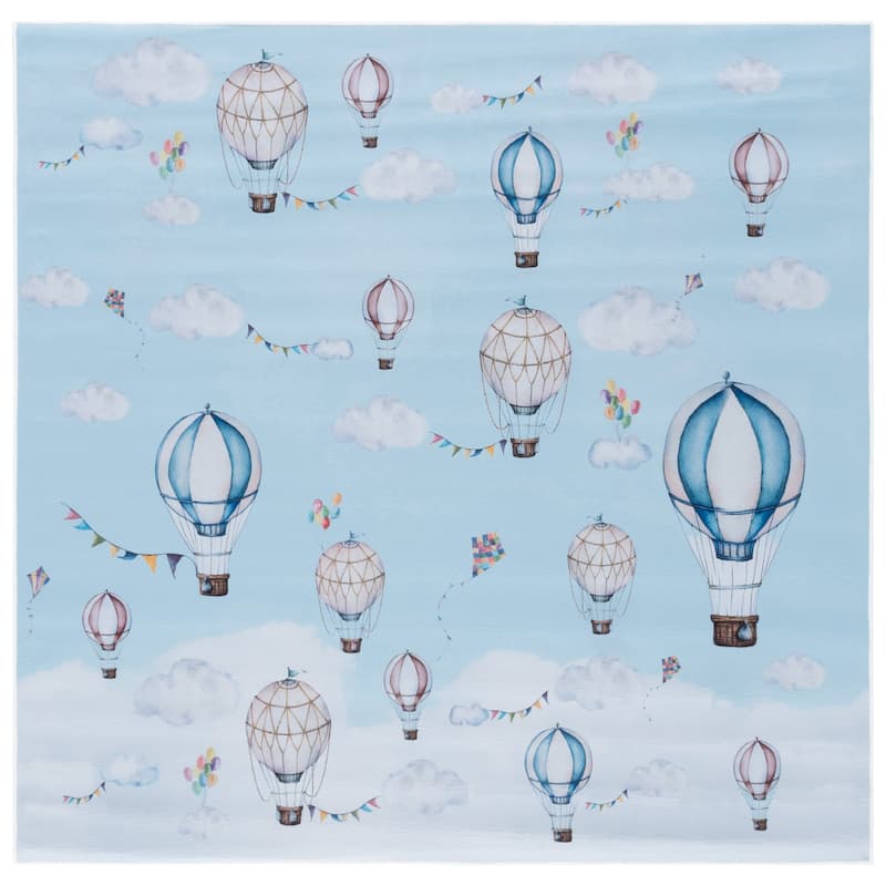 SAFAVIEH Tacoma Kids Sanaz Kids & Tween Rug - 5' Square - Ivory/Blue