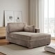 preview thumbnail 77 of 150, 42" W Plush Corduroy Upholstered Chaise Lounge Sleeper for Living Chaise-Right Facing - Light Brown