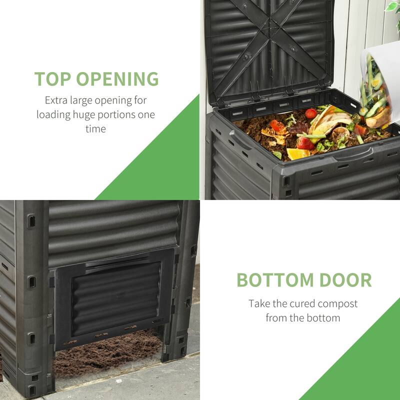 Outsunny Garden Compost Bin Large Outdoor Compost Container 80 Gallon Fast Creation of Fertile Soil Aerating Compost Box