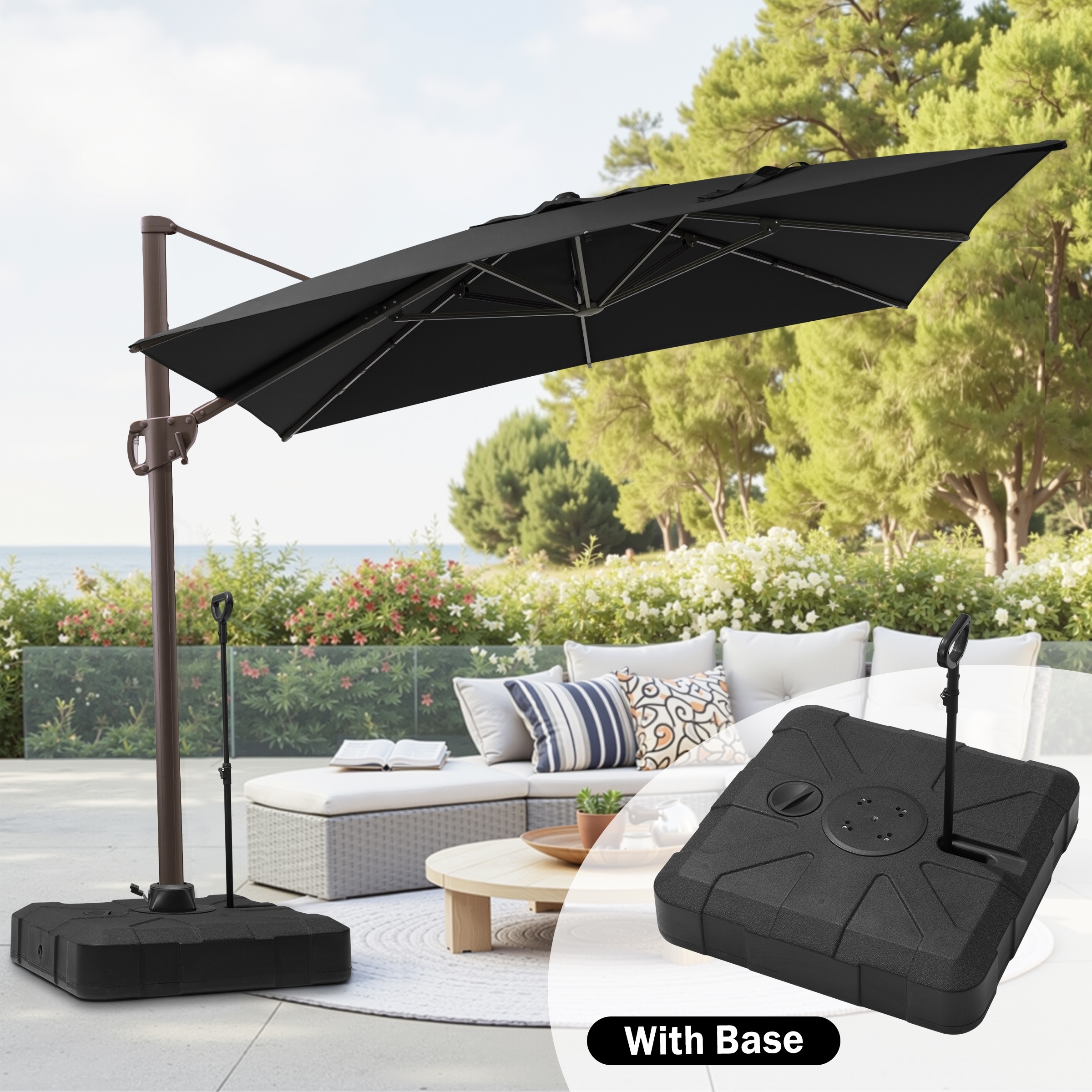 home decorators collection 8.9 ft cantilever patio umbrella in black PURPLE LEAF Outdoor 9' x 9' Square All-Weather White day sun protection Deconk 9' X 12' Patio