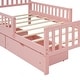 preview thumbnail 35 of 59, Vertical Headboard Footboard Platform Bed Frame, Both Side Guardrails, Wooden Slat Panel Bed with 2 Storage Drawers