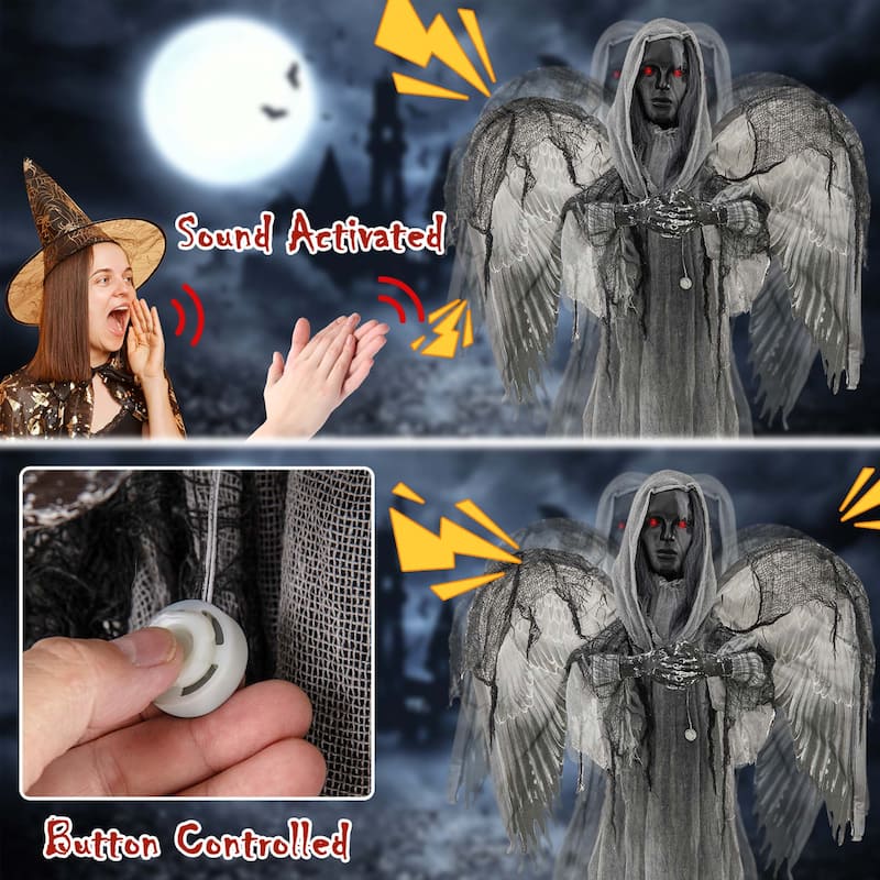 Costway 5.5ft Halloween Animatronic Decoration Animated Praying Angel - See Details