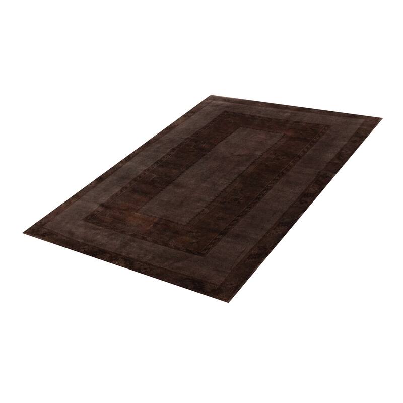 ECARPETGALLERY Hand-knotted Color Transition Dark Grey Wool Rug - 5'9 x 7'10
