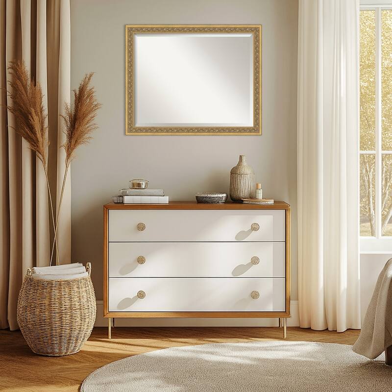 Carter Dark Gold Beveled Wood Framed Wall Mirror - Carter Dark Gold