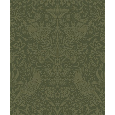 Seabrook Designs Tonal Bird Garden Prepasted Wallpaper