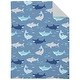 preview thumbnail 2 of 3, Everything Kids Navy and Light Blue Shark 4 Piece Toddler Bed Set