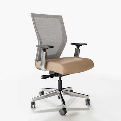 Via Seating Run II, Ergonomic High Back Office Chair, Italian Leather Upholstered Seat, Contract Grade, Polished Aluminum Frame