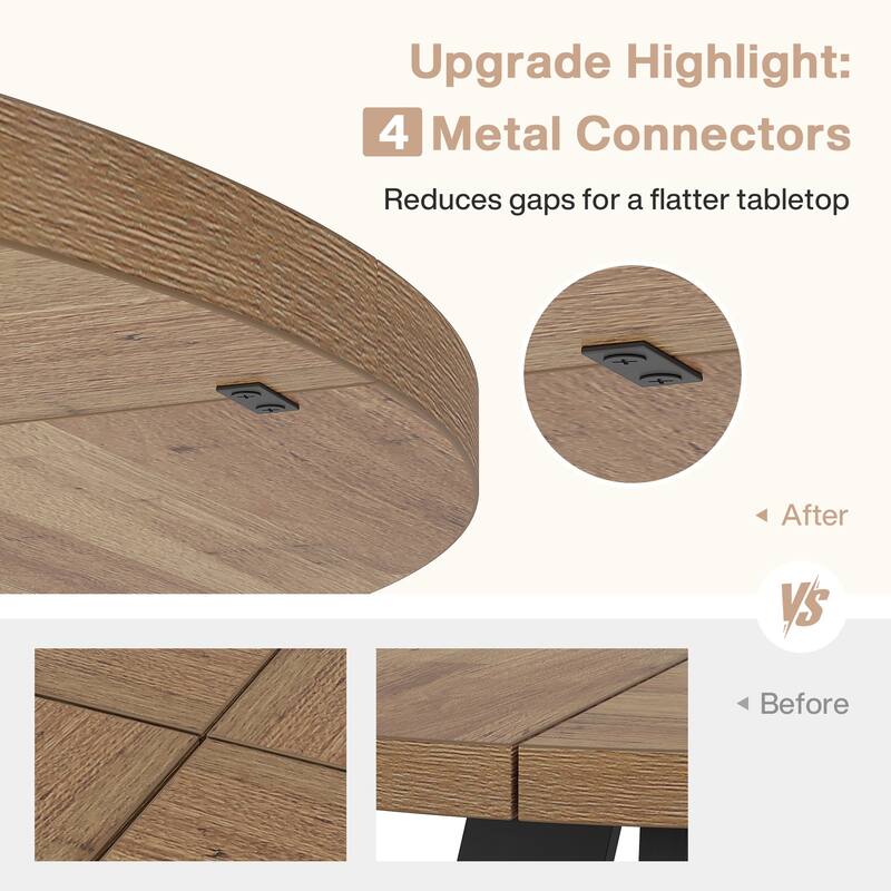 47-inch Round Dining Table Wood Dinner Table for 4-6 People