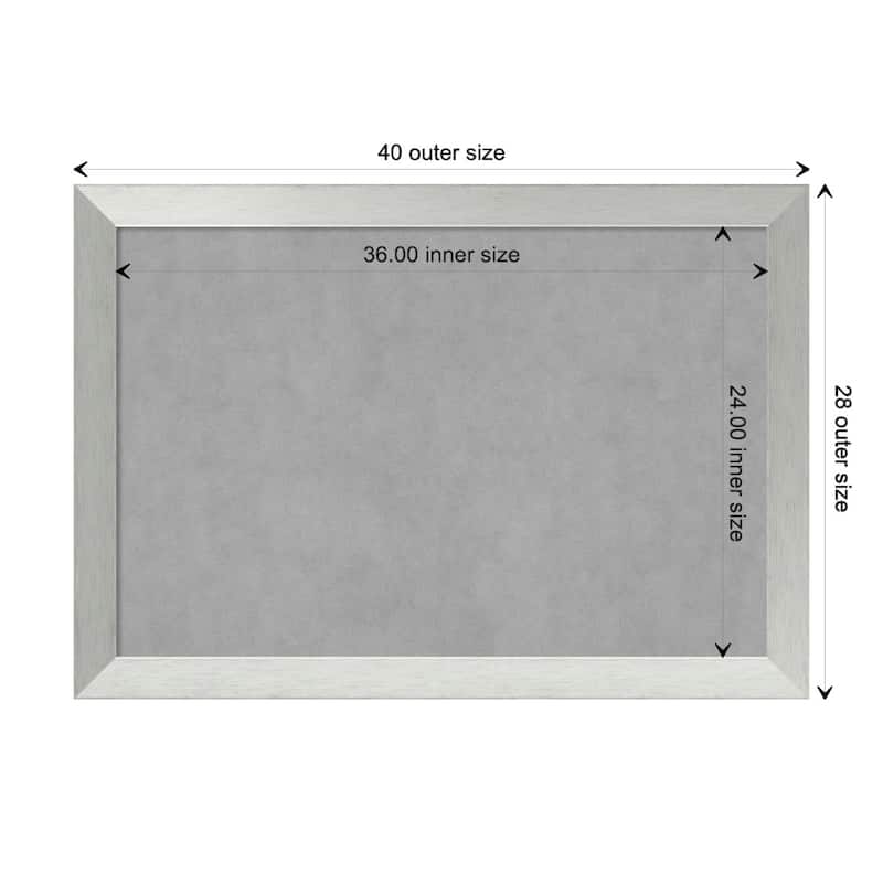 Amanti Art Brushed Sterling Silver Framed Magnetic Board - Board Size 36x24