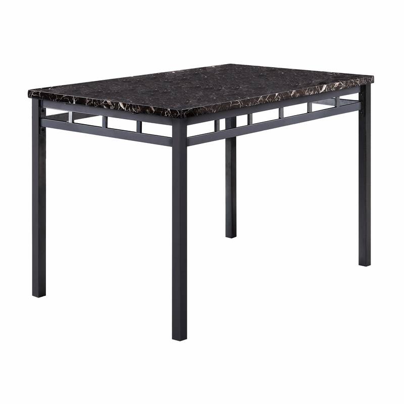 5pc Dinette Set Faux Marble Top Table and 4x Side Chairs Faux Leather Upholstered Metal Frame Casual