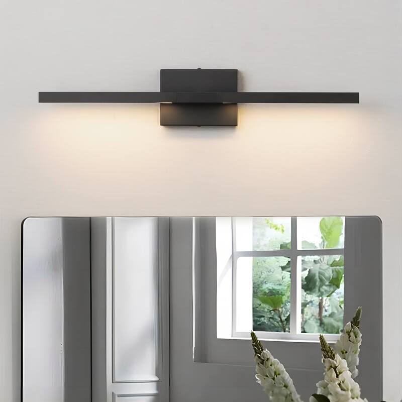 23.6" W Modern Matte Black/Stained Nickel 3000K Dimmable LED Bathroom Vanity Wall Light - Black