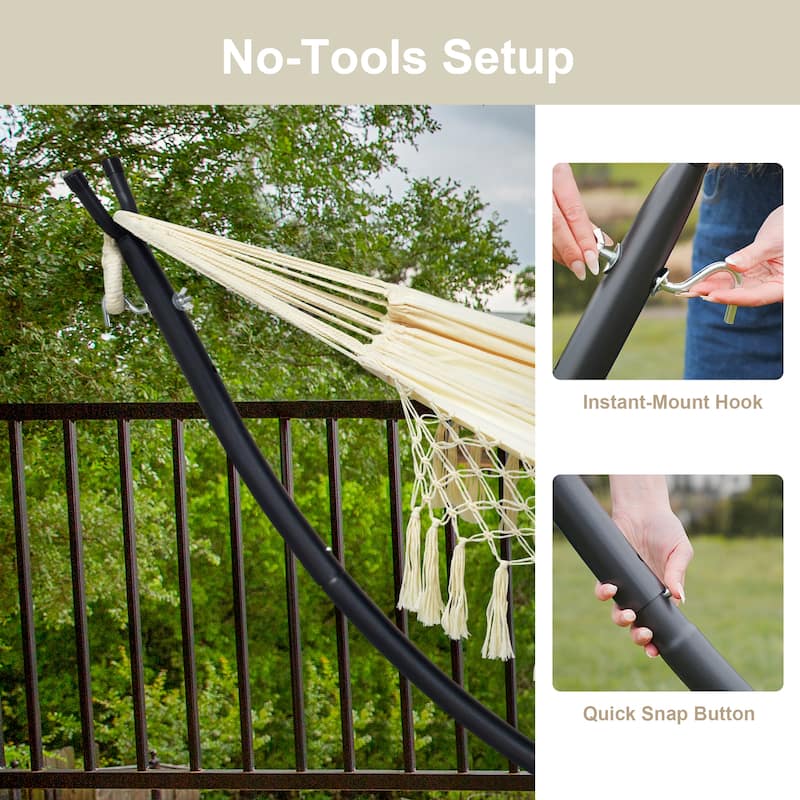 9.35 ft. 2-Person Brazilian-Style Foldable and Portable Outdoor Hammock Bed with Stand Set - 112.2 in.* 44.1 in. *40.9 in.