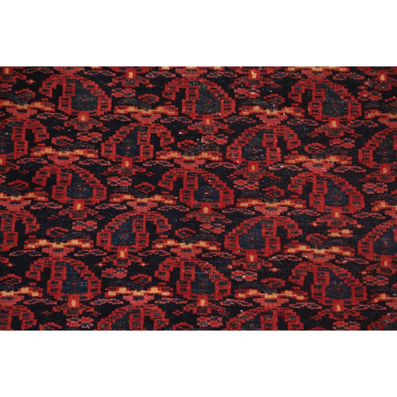 Hand Knotted Oriental 100% Wool Carpet Traditional All-Over Navy Blue & Blues Bidjar Area Rug - 6' 2'' X 3' 3''