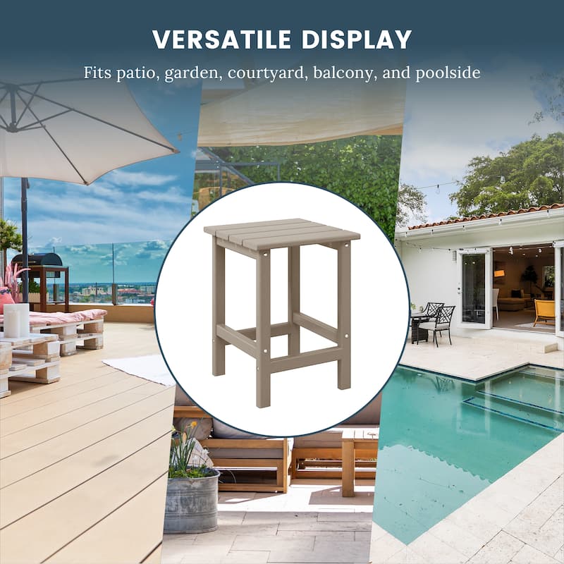 Polytrends Laguna Hdpe All Weather Outdoor Patio Square Side Table