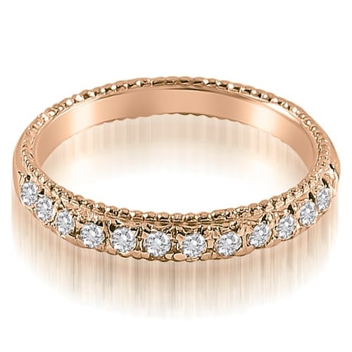 0.40 cttw. 14K Rose Gold Antique Style Milgrain Round Cut Diamond Wedding Ring
