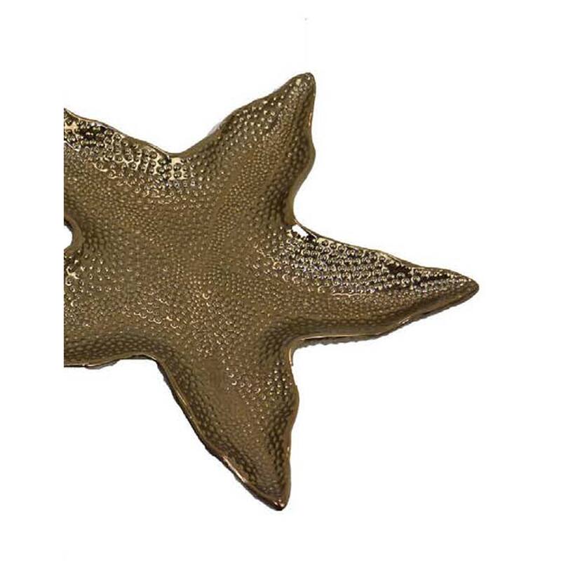 3pc Decorative Tray Set, Coastal Starfish Antique Bronze Ceramic