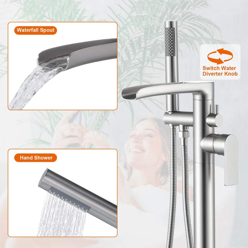 WOWOW Single Handle Freestanding Tub Faucet with Hand Shower
