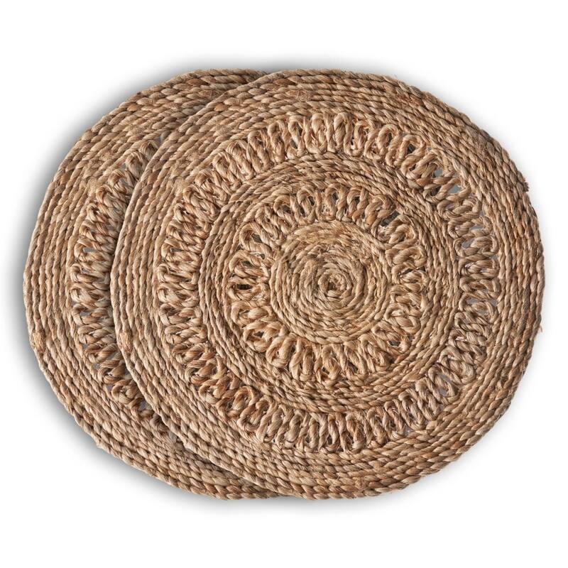 Sevita Jute Woven Placemat, Natural, 1'3" x 1'3", Set of Two - 15" x 15"