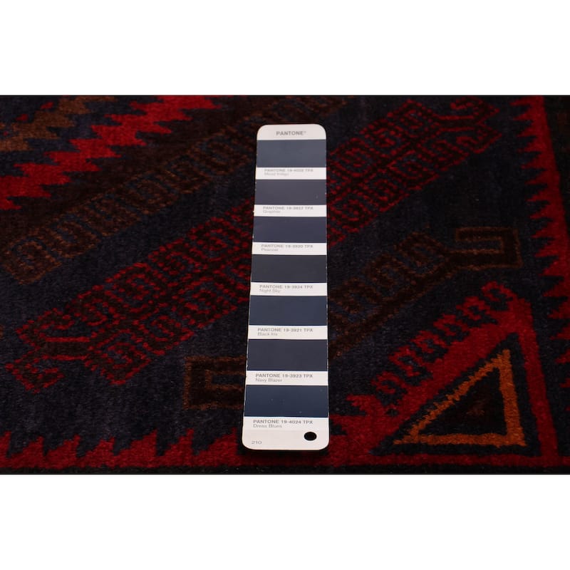 ECARPETGALLERY Hand-knotted Teimani Navy, Red Wool Rug - 4' 2" x 9' 7"
