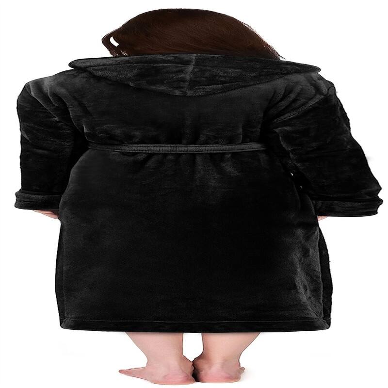 Women's Fleece Hooded Bathrobe Plush