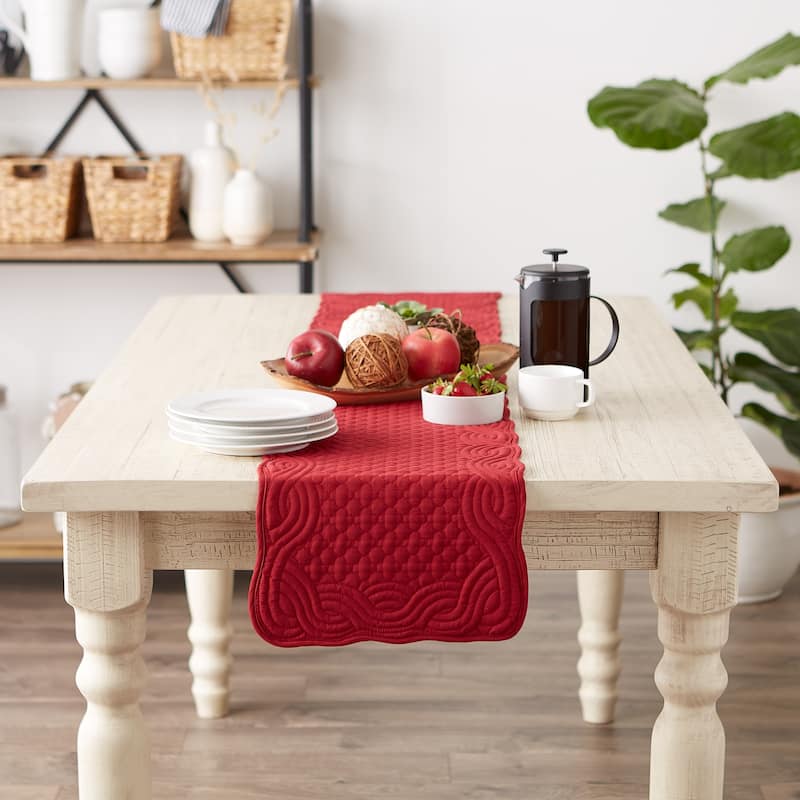 DII French Blue Quilted Farmhouse Table Runner