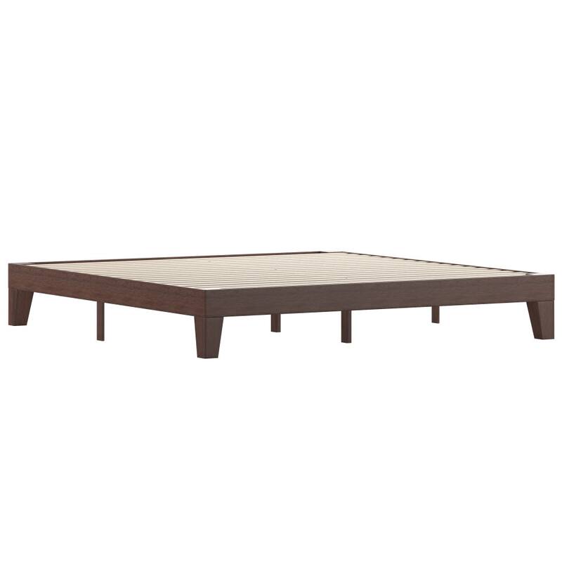 Wood Platform Bed with 14 Wooden Support Slats