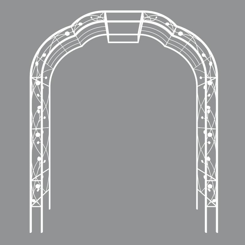Metal Garden Arch W74.4'' x H98.4'' Garden Arbor Trellis Climbing Plants Support Rose Arch Outdoor Arch Cream