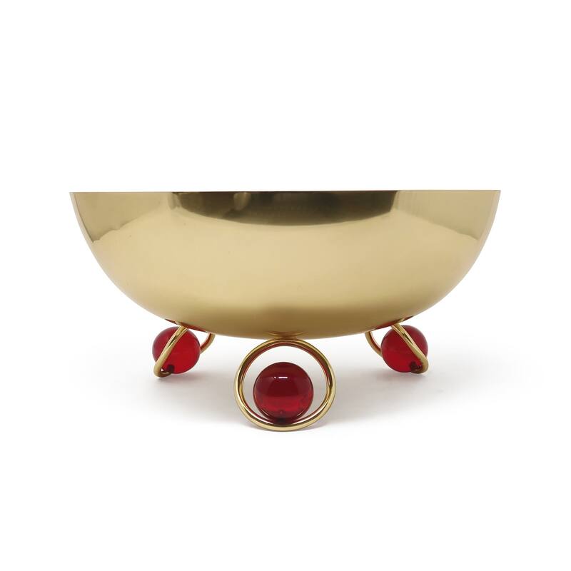 Salad Bowl Silver Inner Gold Outer with Ball Legs