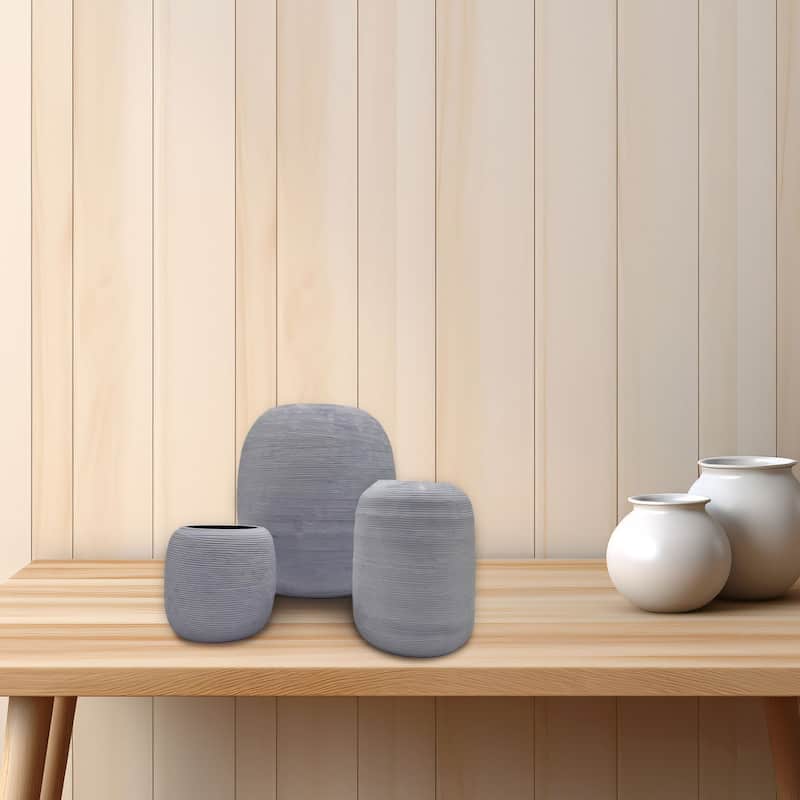 Set of 3 Decorative Handmade Cylinder Vase in Grey