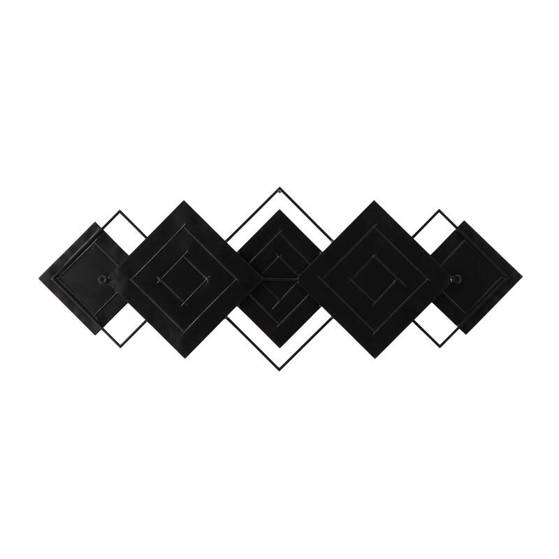 Bamboo Wood Geometric Overlapping Diamond Wall Decor with Metal Wire - Brown - Roche River Decor