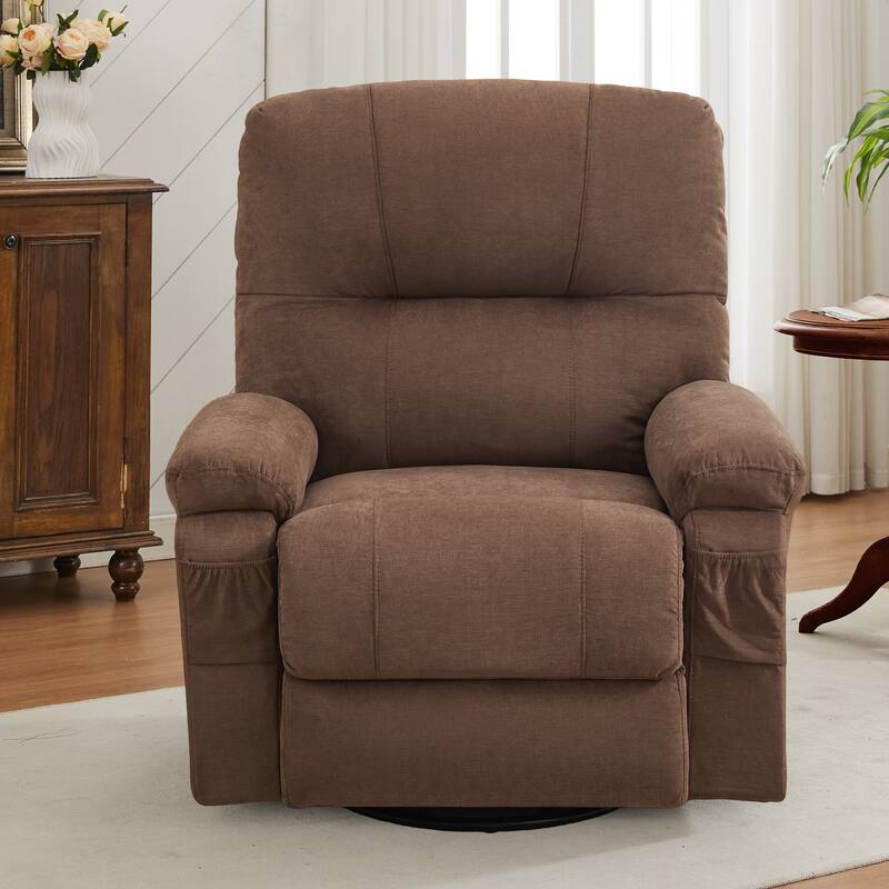 Recliner chair,360 degree rotating swing single sofa chair, equipped with soft cushion and backrest, comfortable armchair - Brown