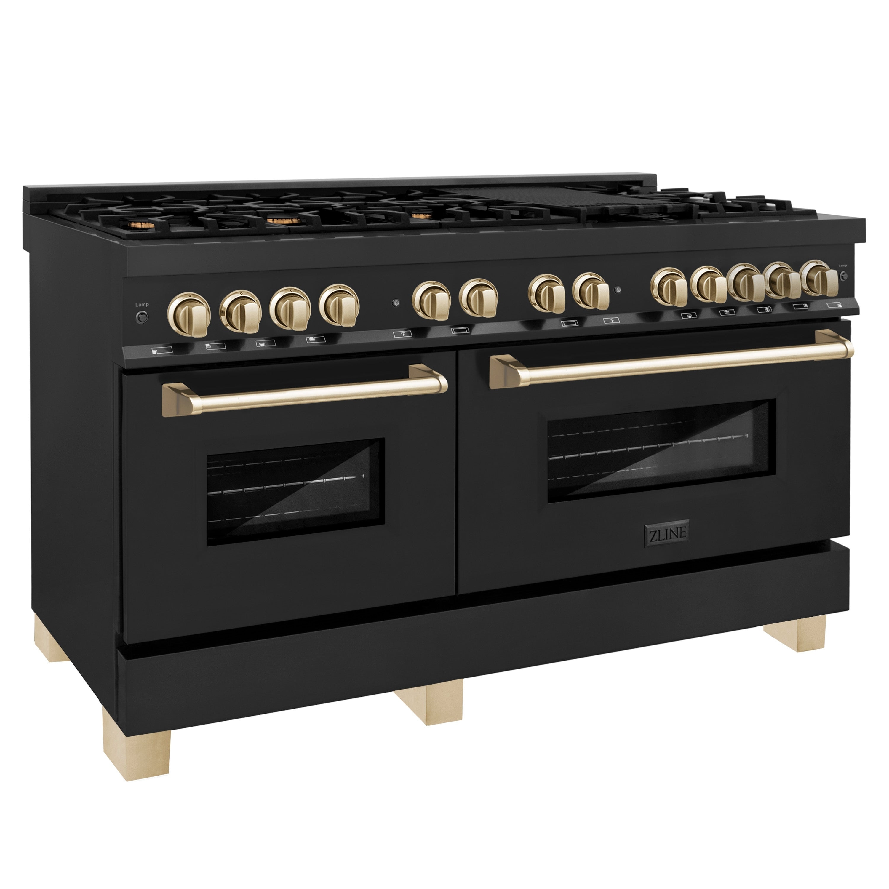 Zline Kitchen and Bath ZLINE Autograph Edition 60" Dual Fuel Range with Gas Stove and Electric Oven in Black Stainless Steel