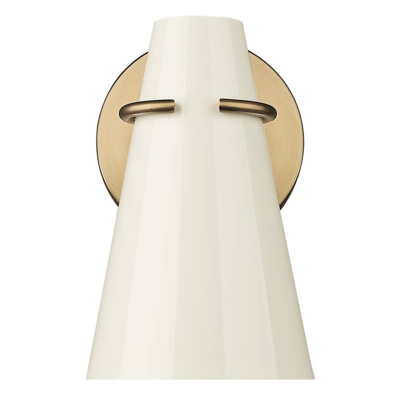 Golden Lighting 2122-1W Reeva 9" Tall Bathroom Sconce - Modern Brass / Glossy Ecru