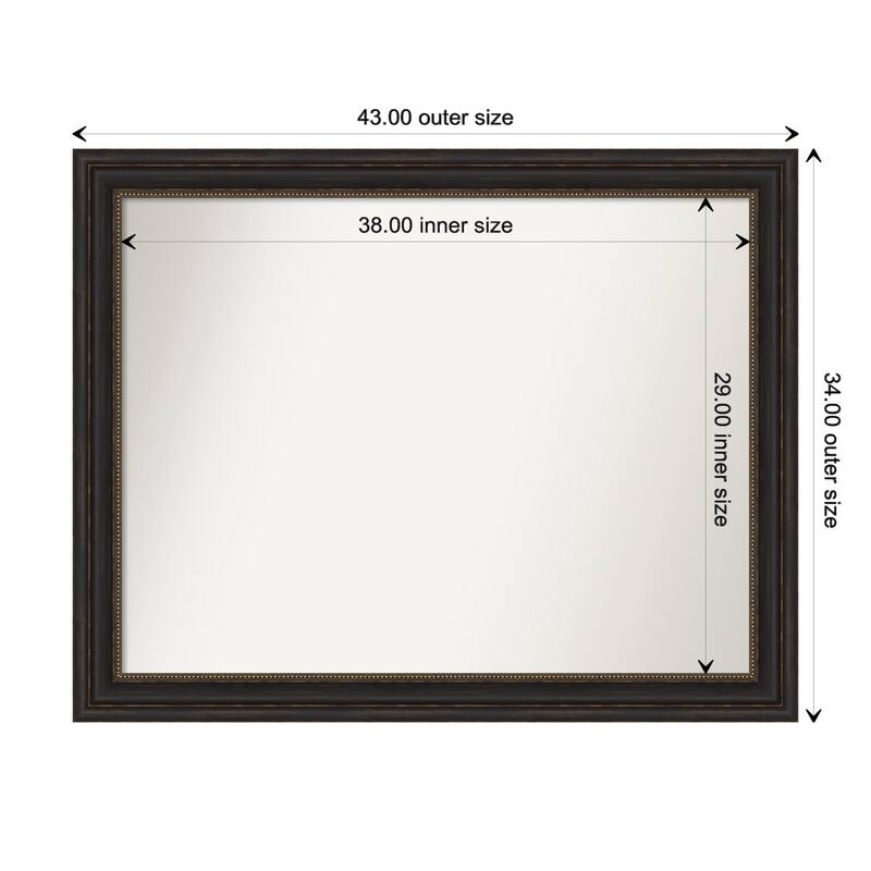 Accent Bronze Framed Non-Beveled Custom Wall Mirror, Bathroom Vanity Mirror - Outer Size: 43 x 34