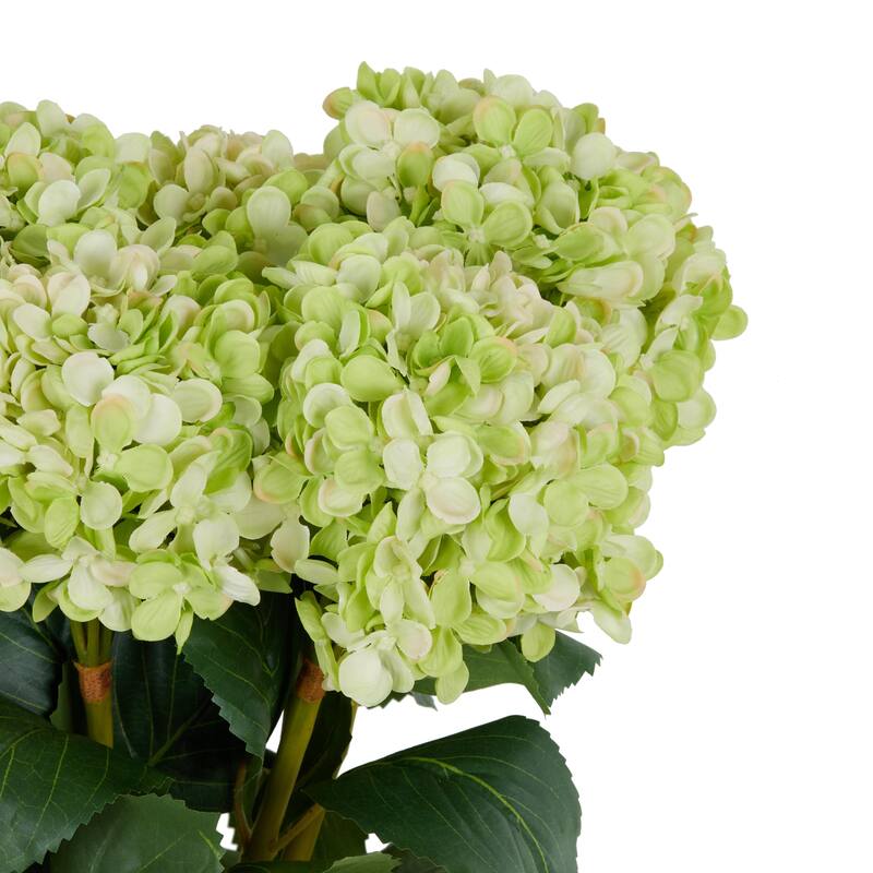 Green Faux Foliage Tall Hydrangea Artificial Flower Stem (Set of 8)