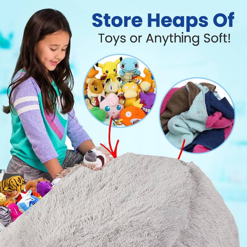 Cheer Collection Shaggy Bean Bag and Stuffed Animal Storage Case