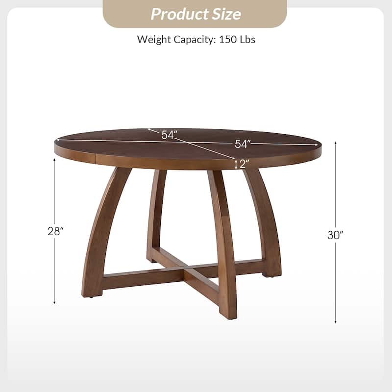 Bryan Mid-century Modern 54" Solid Wood Round Dining Table by HULALA HOME