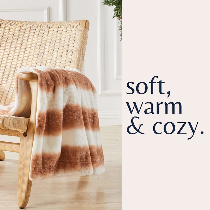 Luxurious Ruched Faux Fur Reversible Microfiber Throw