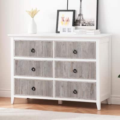 6-Drawer Fluted Dresser Cabinet for Bedroom