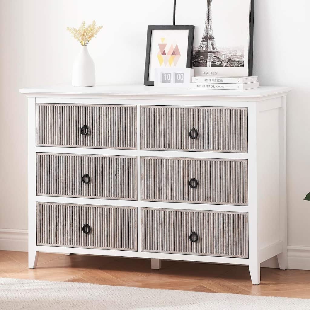 6-Drawer Fluted Dresser Cabinet for Bedroom