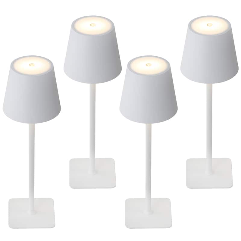 C Cattleya 4-Pack LED Cordless 3CCT Dimmable Portable Table Lamps - White